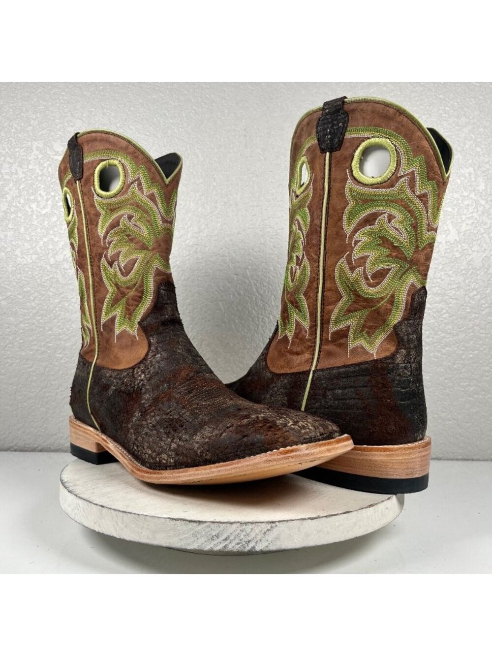 New Capitan Mens Cowboy Boots 13 D Square Toe Brown Rough Out Leather Western